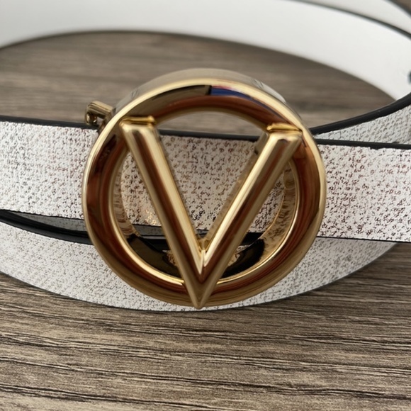 VALENTINO women\'s white /marbled gold belt size L 46\